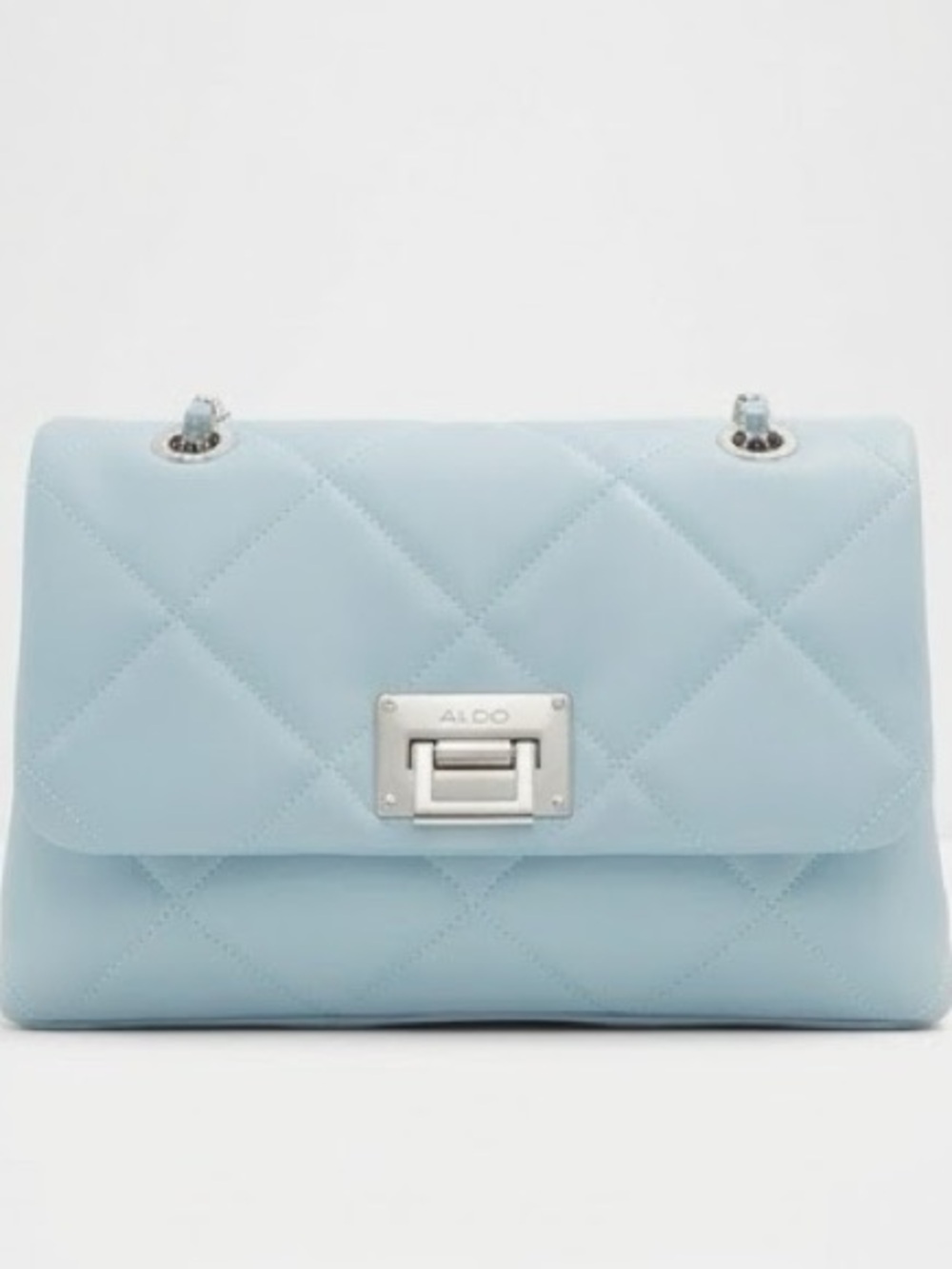 Aldo Powder Blue Quilted Shoulder Bag with Silver Hardware
